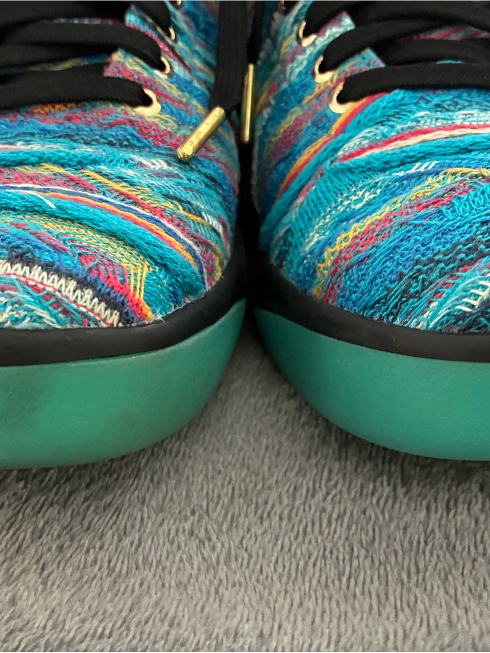 Puma Coogi Men’s Turquoise Multicolor Knit Sneakers with Black Laces